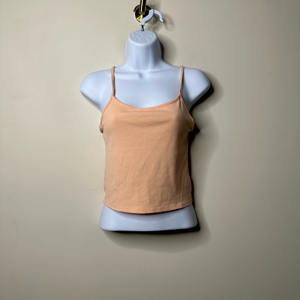 American Eagle Small Peachy Orange Ribbed Cropped Cami